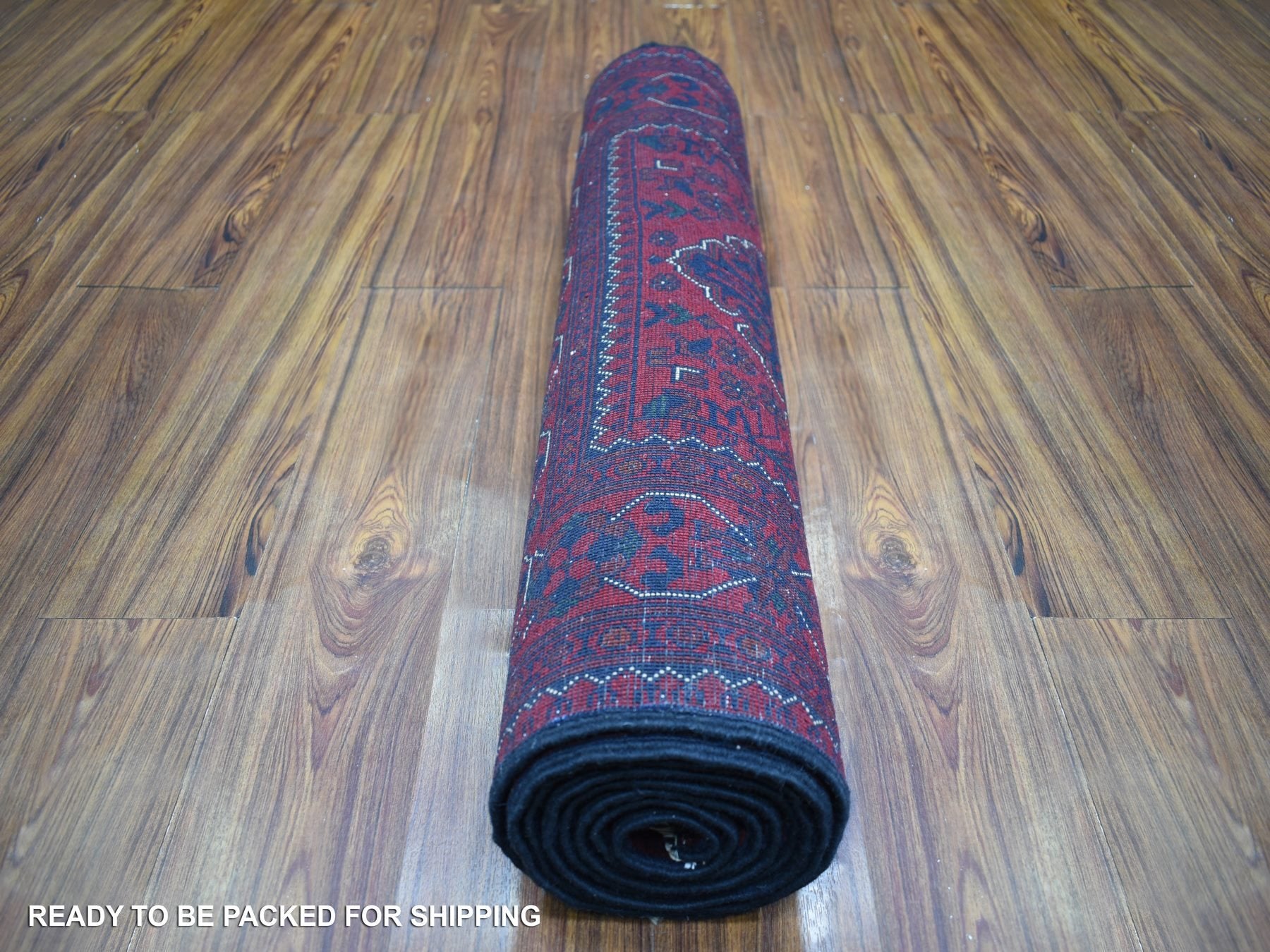 Tribal Tribal & Geometric hand-knotted wool runner in Red & Coral Red, 3' x 9'7" — SKU O071901 (view 4)
