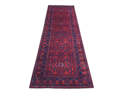 Tribal & Geometric hand-knotted wool runner in Red, 2'10" x 9'4" — SKU O071903