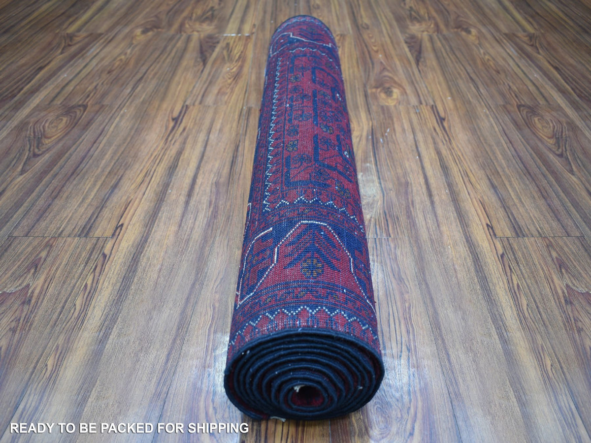 Tribal & Geometric hand-knotted wool runner in Red, 2'10" x 9'4" — SKU O071903 (view 4)