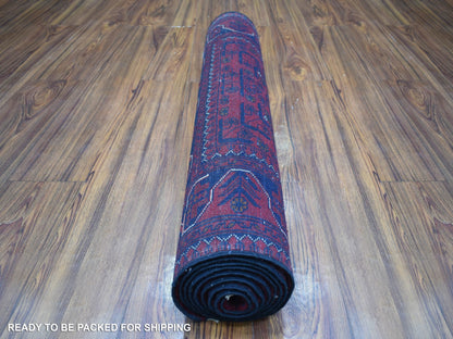 Tribal & Geometric hand-knotted wool runner in Red, 2'10" x 9'4" — SKU O071903 (view 4)