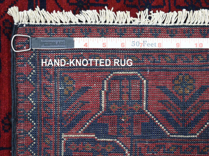 Tribal & Geometric hand-knotted wool runner in Red, 2'10" x 9'4" — SKU O071903 (view 6)