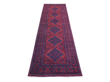 Red 2'9" x 9'7" Tribal Hand knotted Wool Rug - Sku: O071904