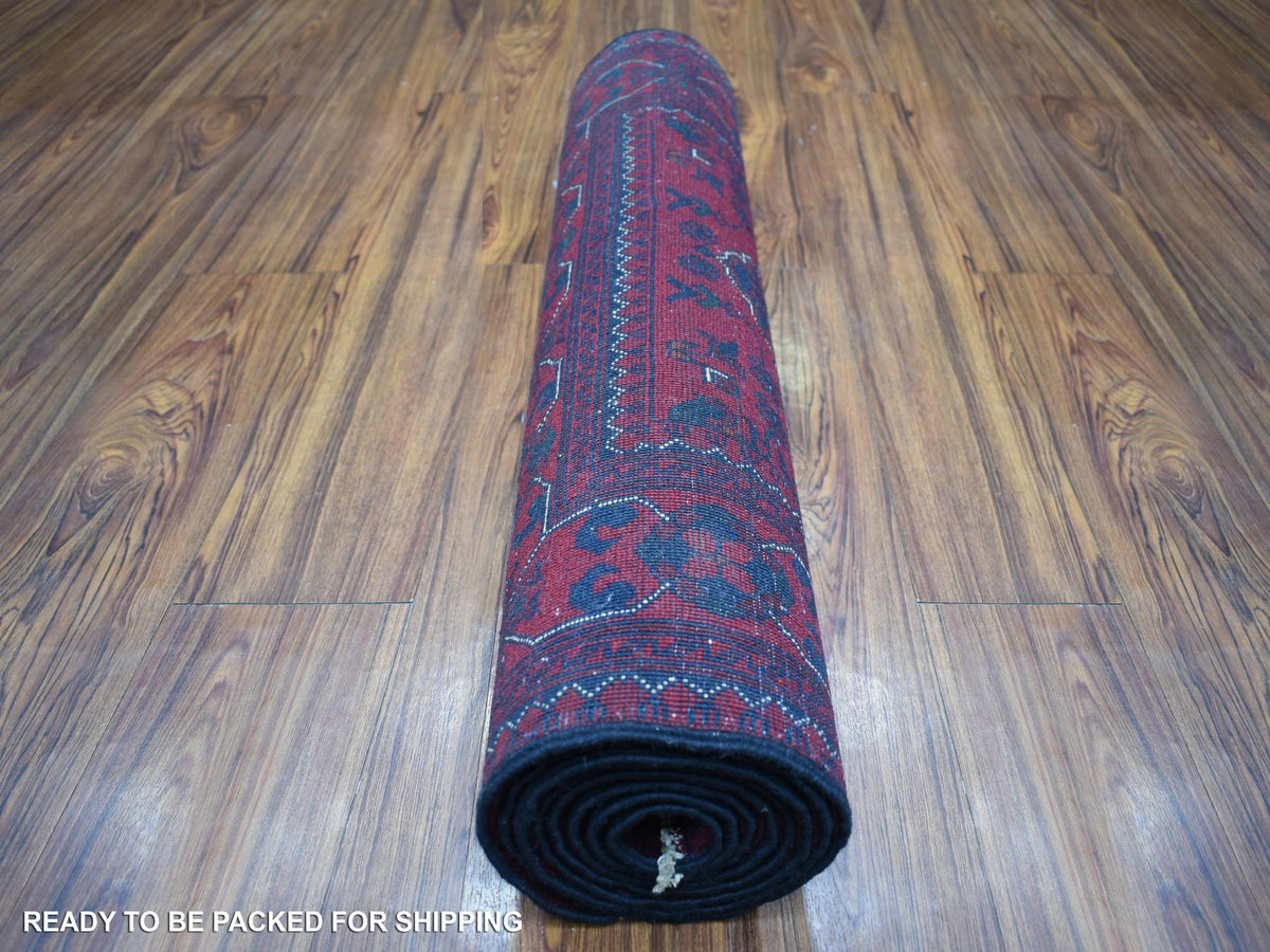 Tribal Tribal & Geometric hand-knotted wool runner in Red, 2'9" x 9'7" — SKU O071904 (view 4)