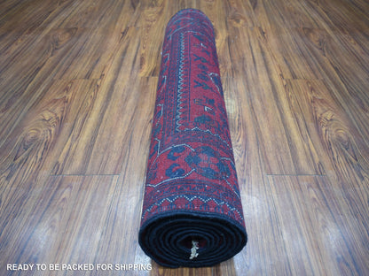 Tribal Tribal & Geometric hand-knotted wool runner in Red, 2'9" x 9'7" — SKU O071904 (view 4)