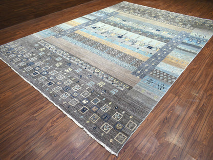 Grey 10'0" x 13'8" Tribal & Geometric Hand knotted Wool Rug - Sku: O071917