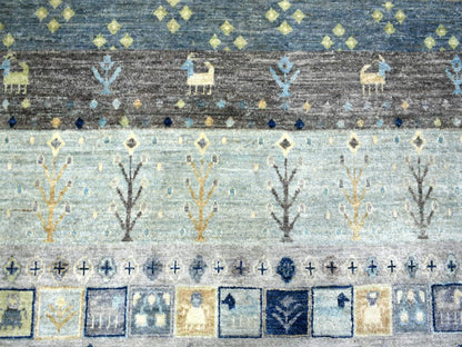 Grey 10'0" x 13'8" Tribal & Geometric Hand knotted Wool Rug - Sku: O071917
