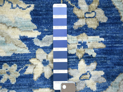 Blue 8'10" x 12'4" Oushak And Peshawar Hand knotted Wool Rug - Sku: O071940