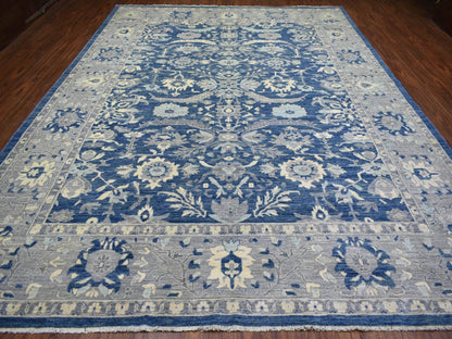 Blue 10'2" x 13'6" Oushak And Peshawar Hand knotted Wool Rug - Sku: O071946