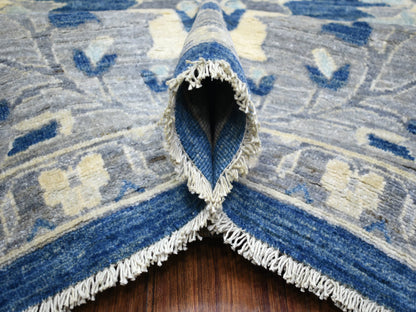 Blue 10'2" x 13'6" Oushak And Peshawar Hand knotted Wool Rug - Sku: O071946