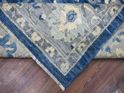 Blue 10'2" x 13'6" Oushak And Peshawar Hand knotted Wool Rug - Sku: O071946