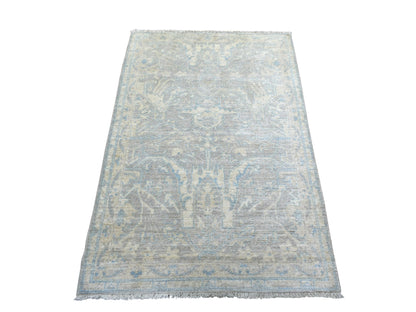 Peshawar Oushak hand-knotted wool rug in Gray & Ivory, 3' x 5' — SKU O071980