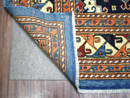 Blue 9'2" x 11'10" Tribal & Geometric Hand knotted Wool Rug - Sku: O071990