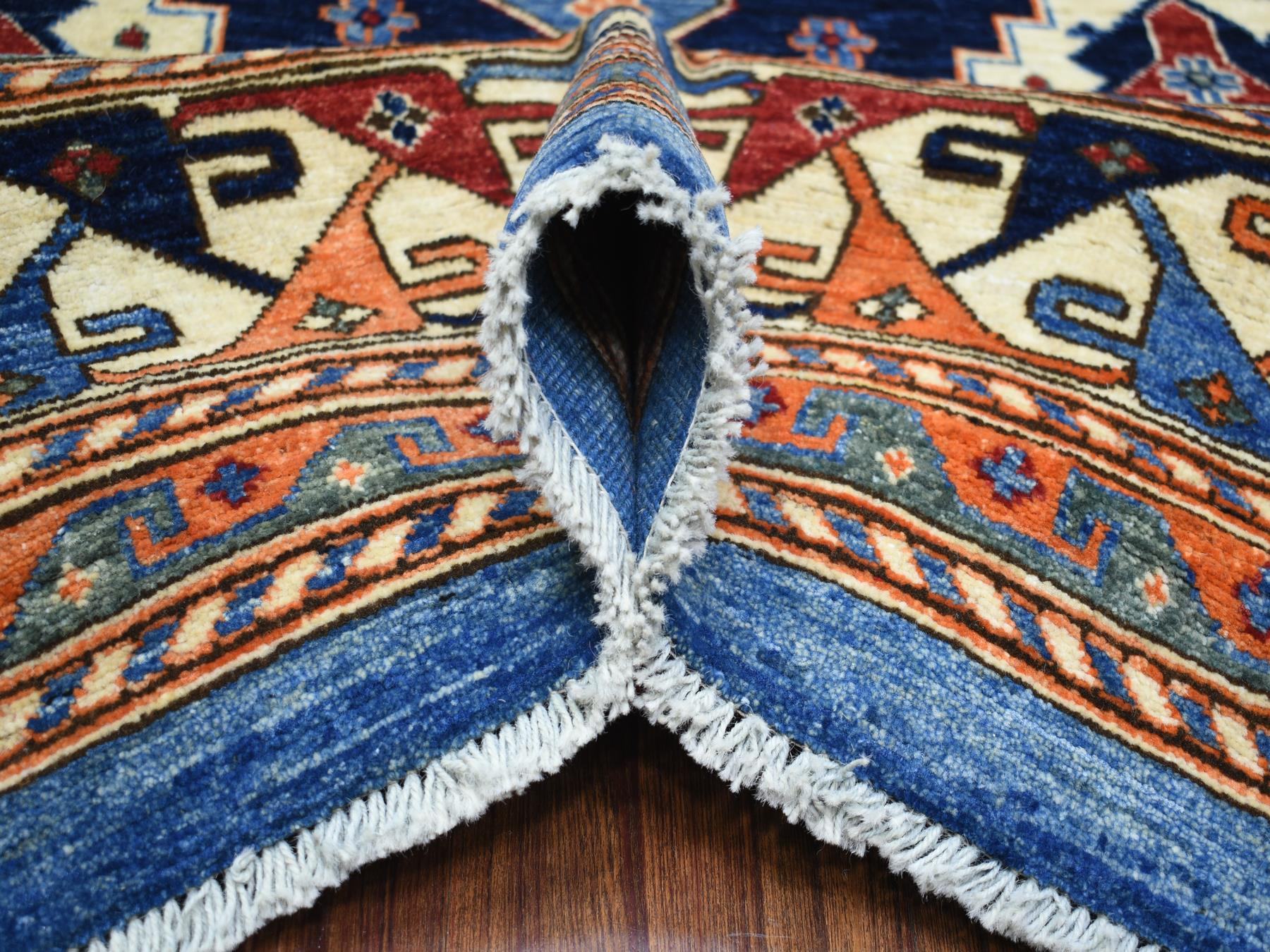 Ersari Tribal & Geometric hand-knotted wool rug in Blue & Ivory, 9'2" x 11'10" — SKU O071990 (view 5)