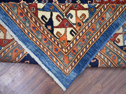 Blue 9'2" x 11'10" Tribal & Geometric Hand knotted Wool Rug - Sku: O071990