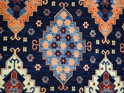 Blue 9'2" x 11'10" Tribal & Geometric Hand knotted Wool Rug - Sku: O071990