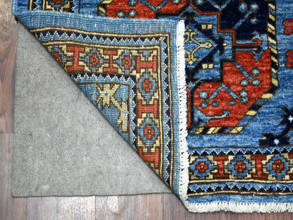 Blue 4'6" x 10'0" Tribal & Geometric Hand knotted Wool Rug - Sku: O071992