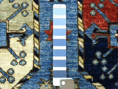 Blue 4'6" x 10'0" Tribal & Geometric Hand knotted Wool Rug - Sku: O071992