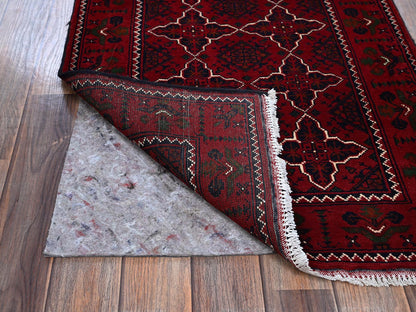 Tribal & Geometric hand-knotted wool runner in Red, 2'3" x 4'6" — SKU O0719 (view 3)