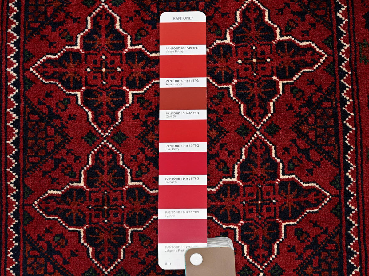 Tribal & Geometric hand-knotted wool runner in Red, 2'3" x 4'6" — SKU O0719 (view 4)