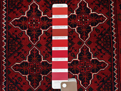 Tribal & Geometric hand-knotted wool runner in Red, 2'3" x 4'6" — SKU O0719 (view 4)