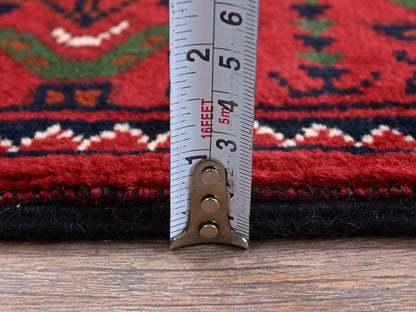 Tribal & Geometric hand-knotted wool runner in Red, 2'3" x 4'6" — SKU O0719 (view 6)