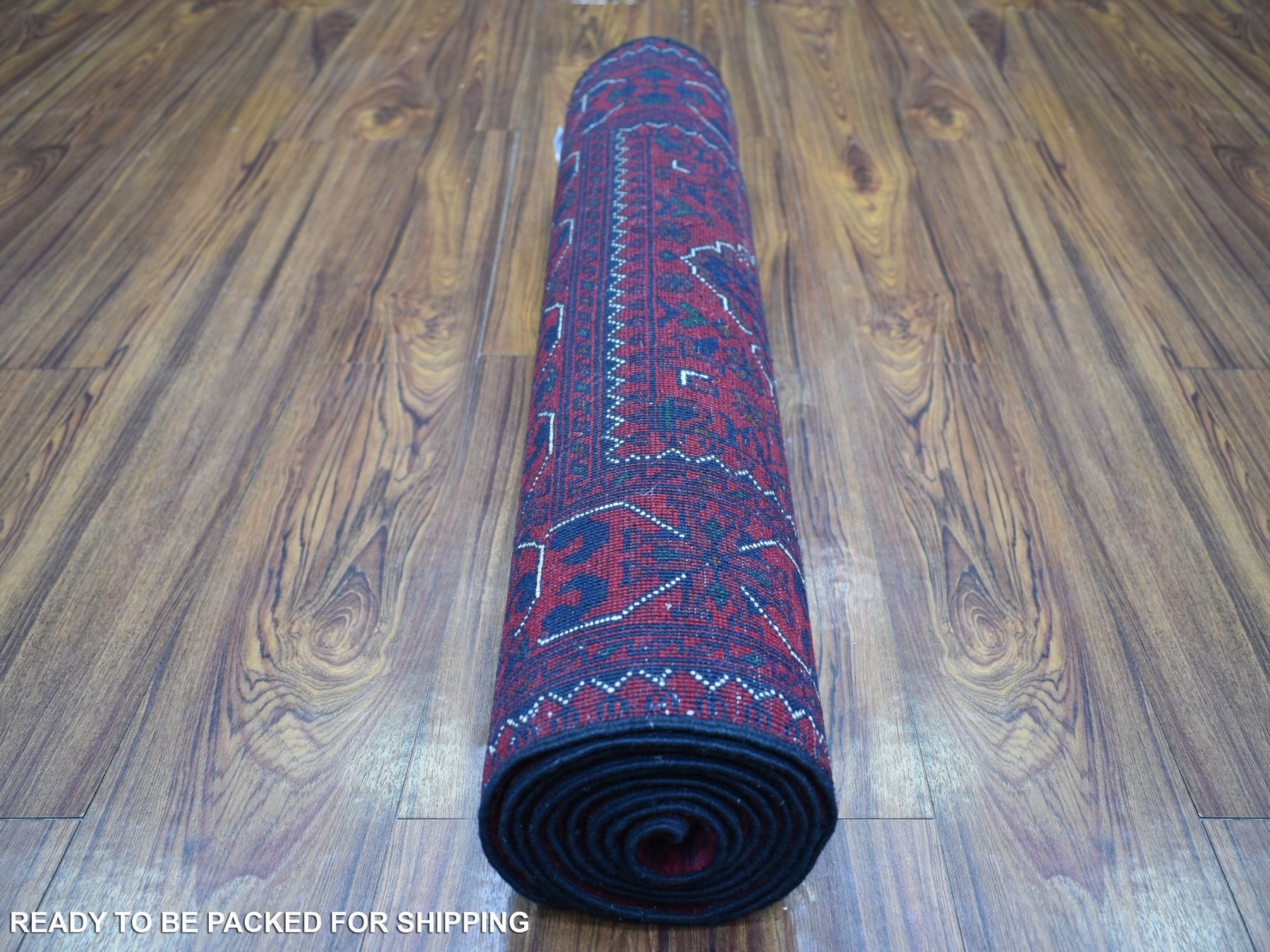 Tribal & Geometric hand-knotted wool runner in Red, 2'8" x 9'7" — SKU O072008 (view 4)