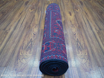 Tribal & Geometric hand-knotted wool runner in Red, 2'8" x 9'7" — SKU O072008 (view 4)