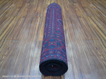 Red 2'9" x 9'5" Tribal Hand knotted Wool Rug - Sku: O072015