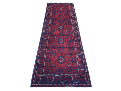 Tribal & Geometric hand-knotted wool runner in Red, 2'8" x 9' — SKU O072017