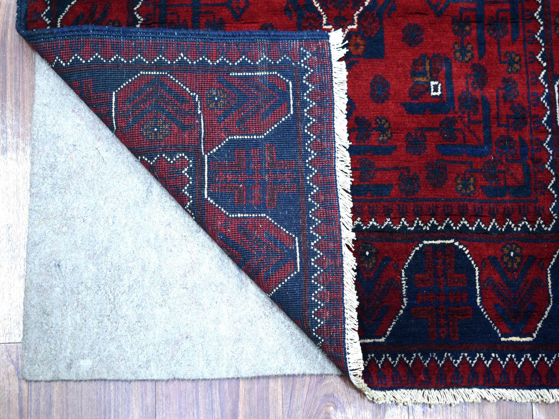 Tribal & Geometric hand-knotted wool runner in Red, 2'8" x 9' — SKU O072017 (view 2)
