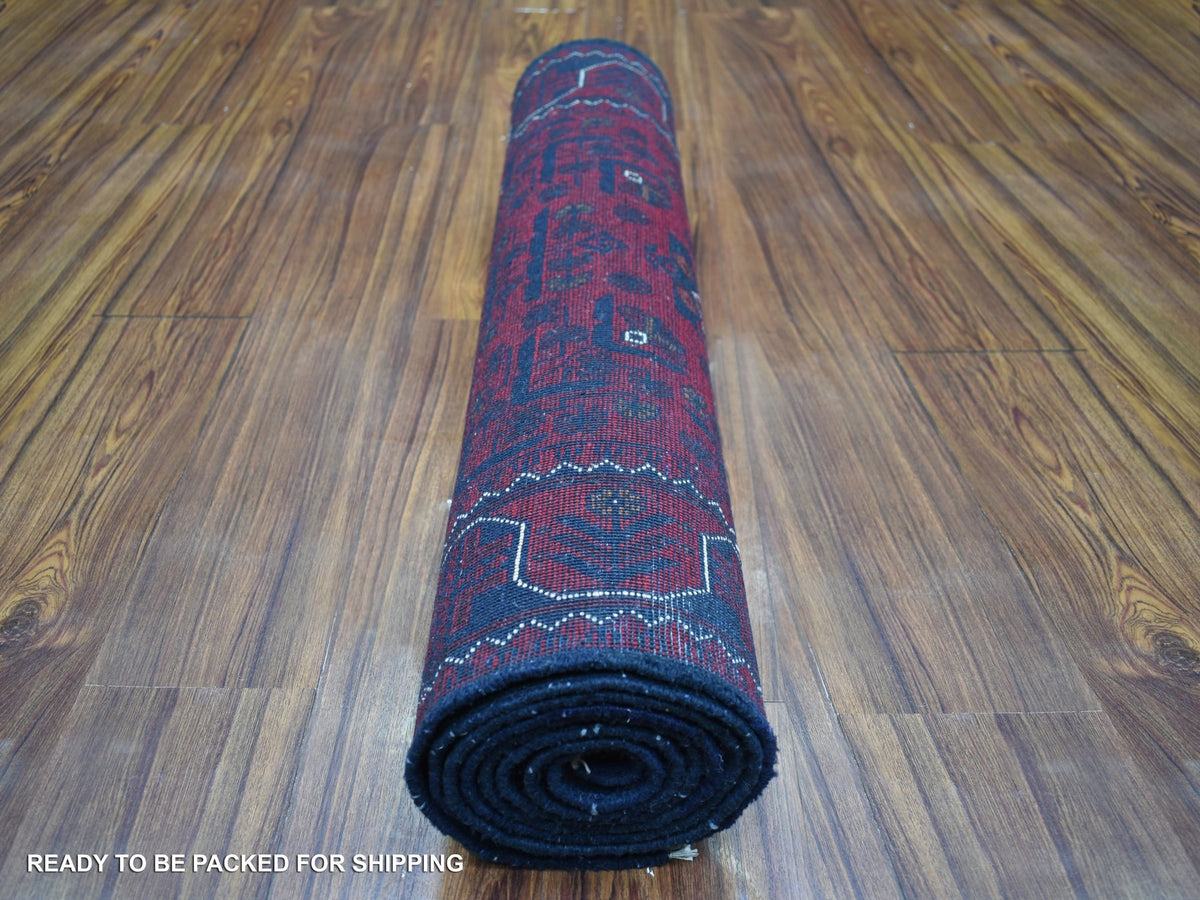 Tribal & Geometric hand-knotted wool runner in Red, 2'8" x 9' — SKU O072017 (view 4)