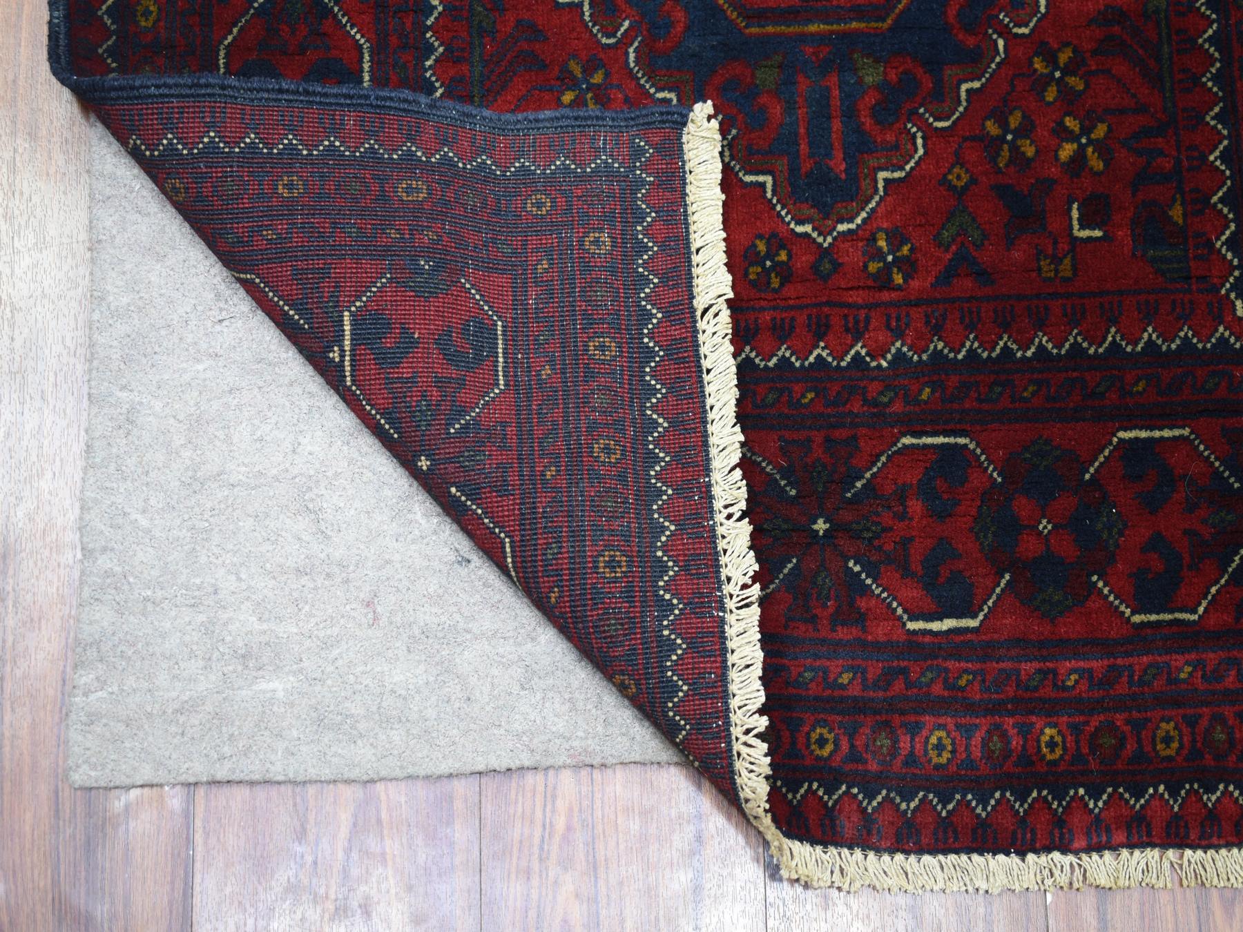 Tribal & Geometric hand-knotted wool runner in Red, 3' x 9'10" — SKU O072020 (view 2)