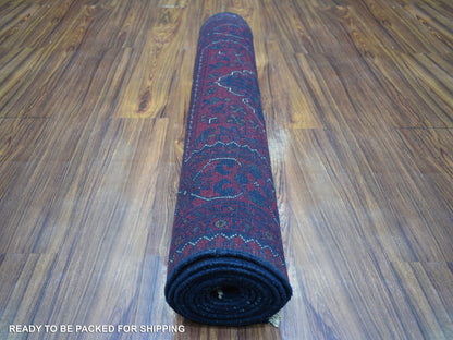 Tribal & Geometric hand-knotted wool runner in Red, 3' x 9'10" — SKU O072020 (view 4)