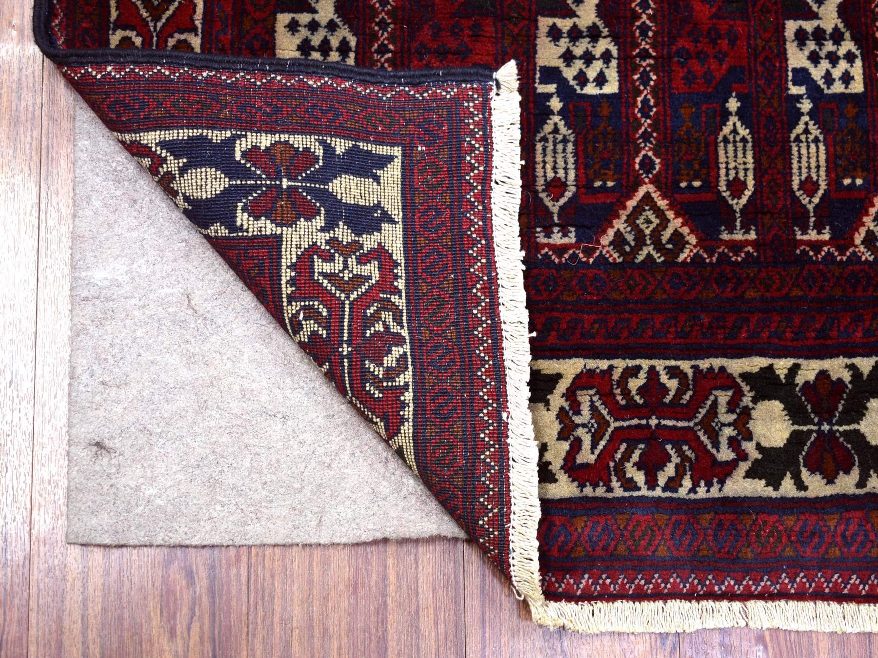 Tribal & Geometric hand-knotted wool runner in Red & Ivory, 2'10" x 10' — SKU O072021 (view 2)