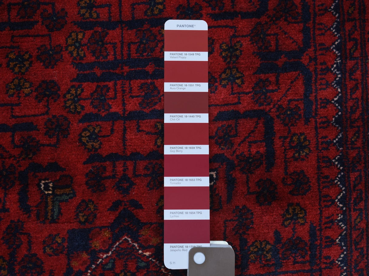 Tribal Tribal & Geometric hand-knotted wool runner in Red, 2'8" x 9'8" — SKU O072022 (view 3)
