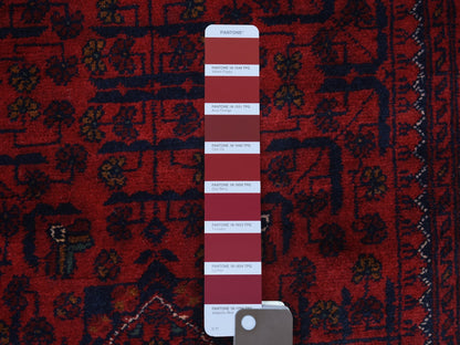 Tribal Tribal & Geometric hand-knotted wool runner in Red, 2'8" x 9'8" — SKU O072022 (view 3)