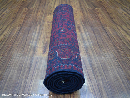Tribal Tribal & Geometric hand-knotted wool runner in Red, 2'8" x 9'8" — SKU O072022 (view 4)