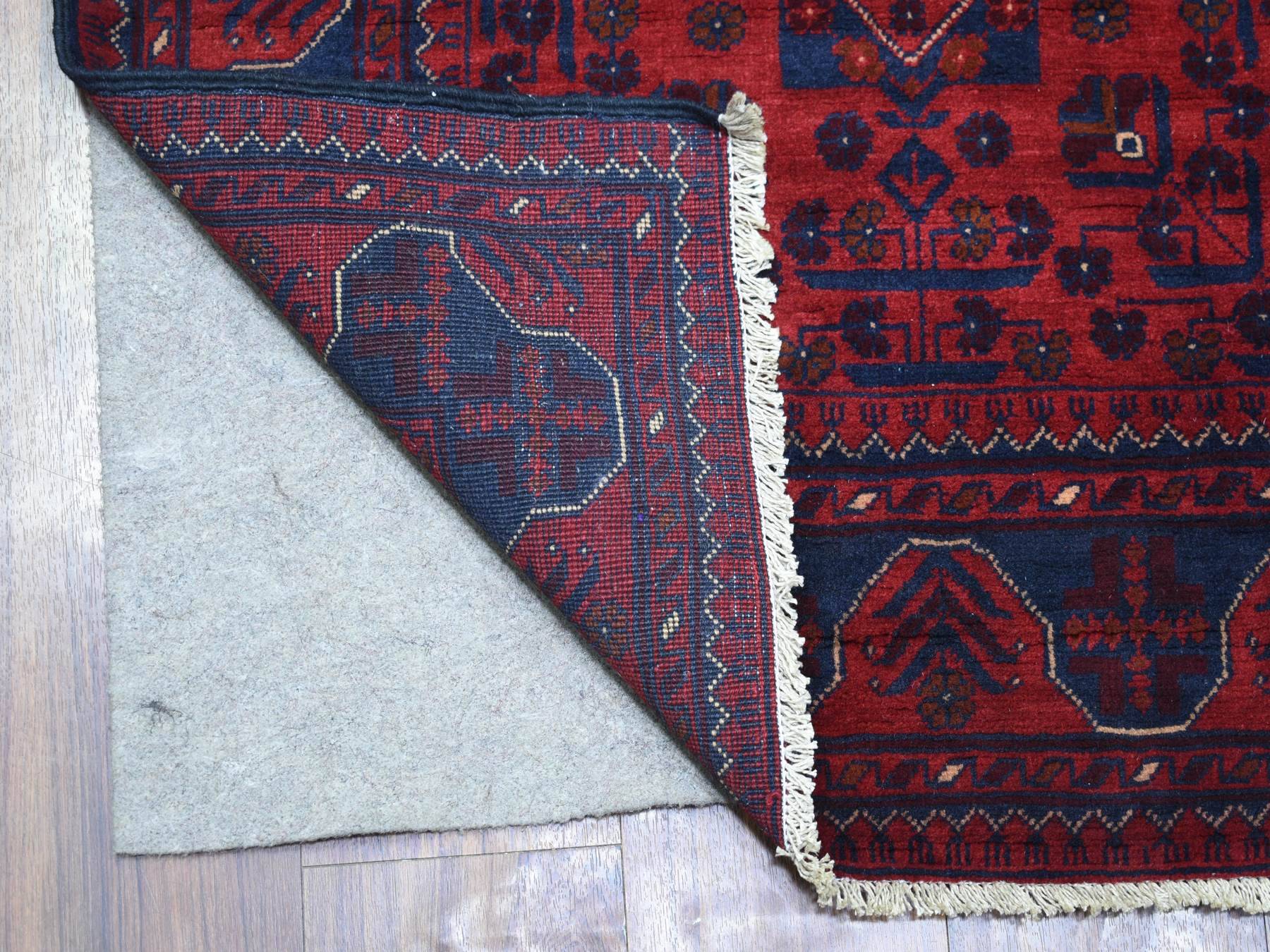 Tribal & Geometric hand-knotted wool runner in Red, 2'10" x 12'8" — SKU O072023 (view 2)