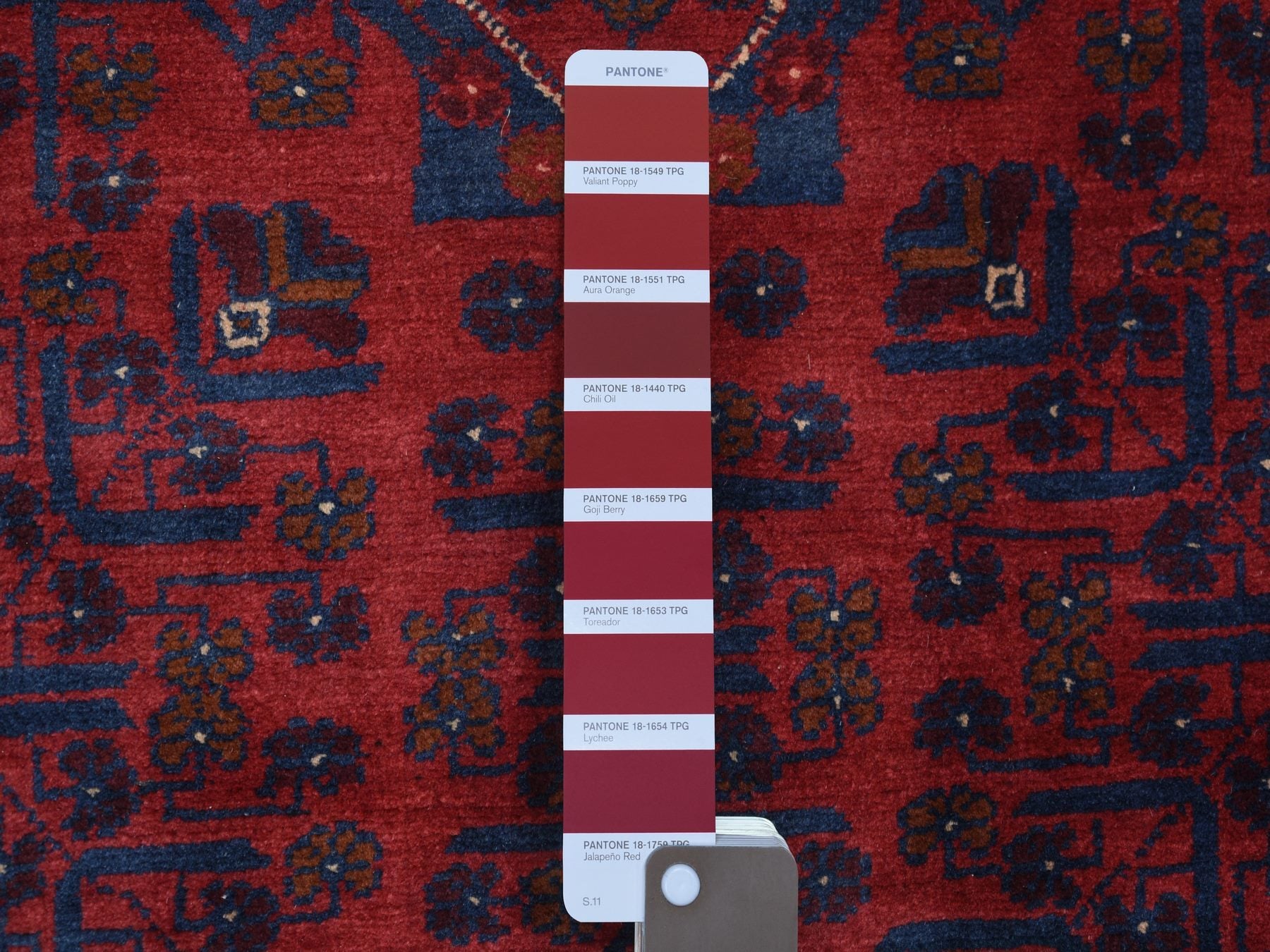 Tribal & Geometric hand-knotted wool runner in Red, 2'10" x 12'8" — SKU O072023 (view 3)
