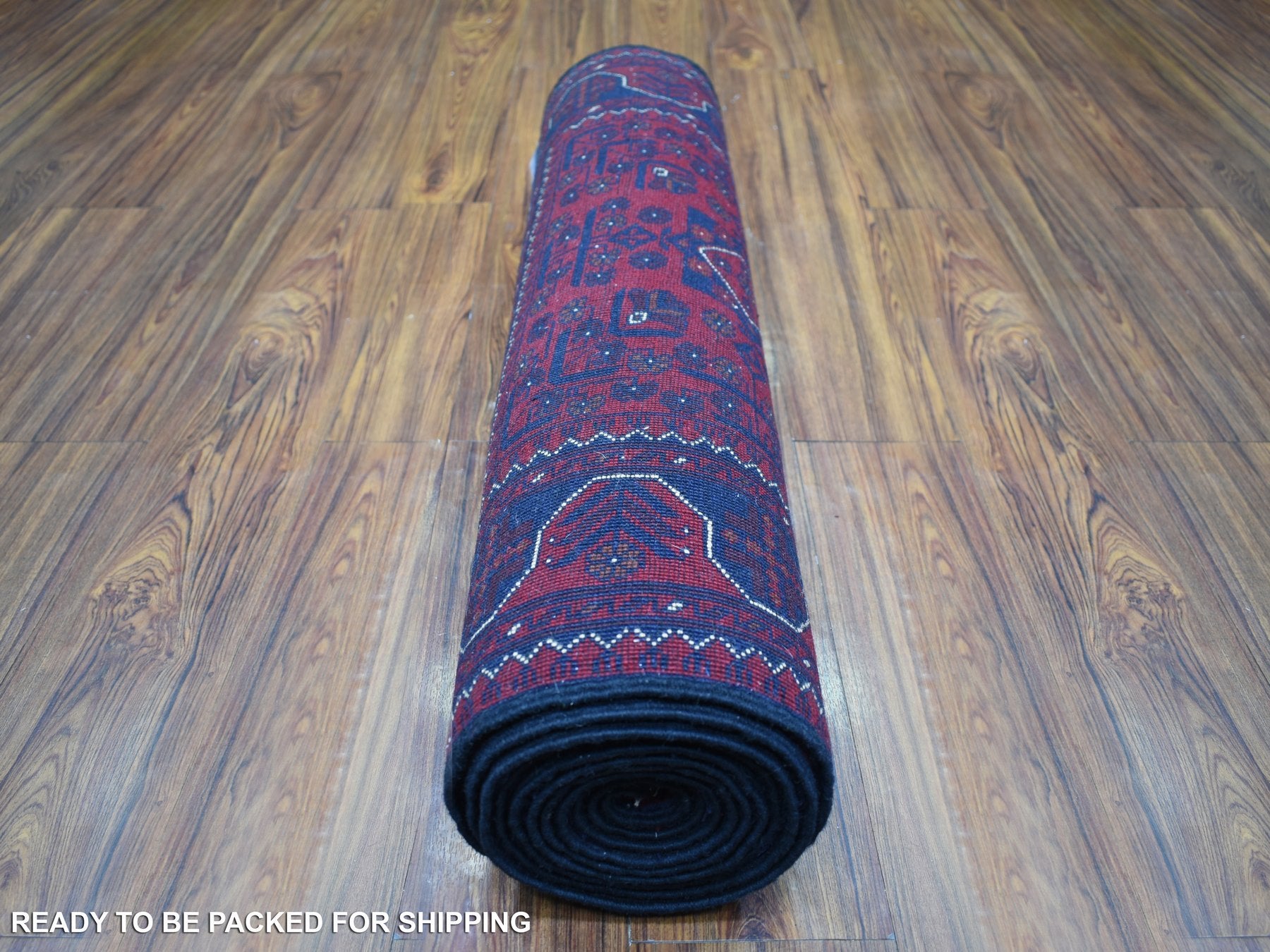Tribal & Geometric hand-knotted wool runner in Red, 2'10" x 12'8" — SKU O072023 (view 4)