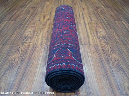 Tribal & Geometric hand-knotted wool runner in Red, 2'10" x 12'8" — SKU O072023 (view 4)