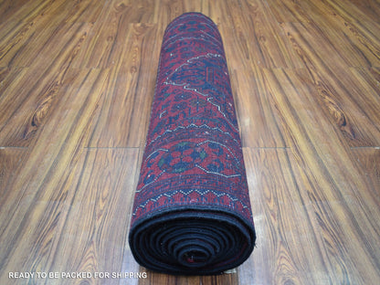 Tribal & Geometric hand-knotted wool runner in Red, 2'8" x 13'1" — SKU O072026 (view 4)