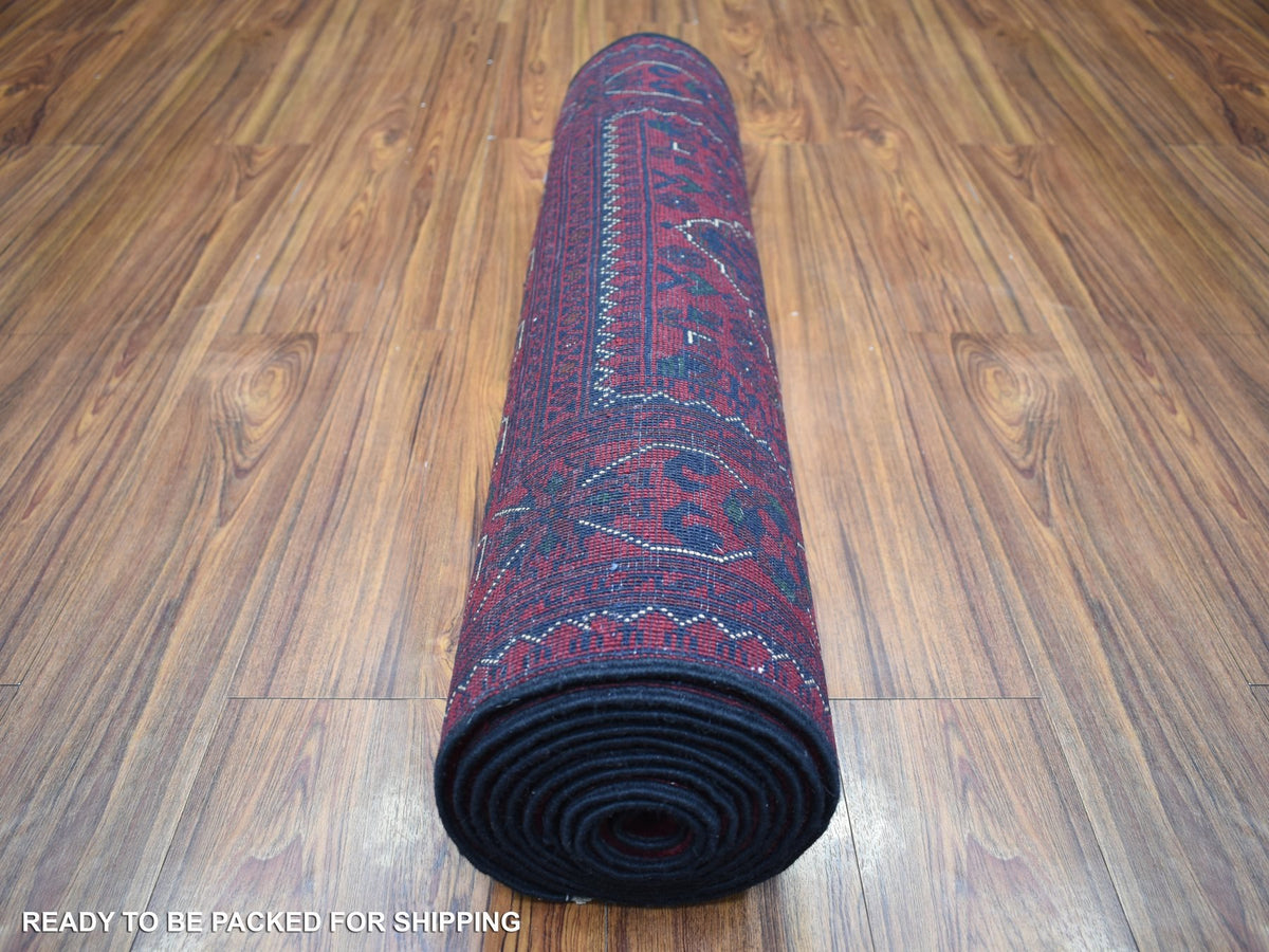 Tribal & Geometric hand-knotted wool runner in Red, 2'9" x 13'2" — SKU O072031 (view 4)