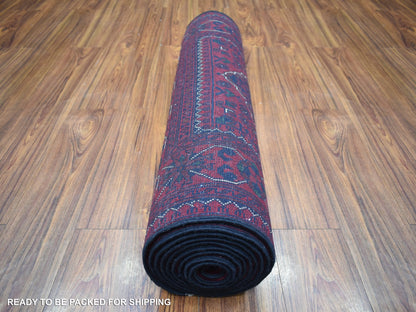 Tribal & Geometric hand-knotted wool runner in Red, 2'9" x 13'2" — SKU O072031 (view 4)