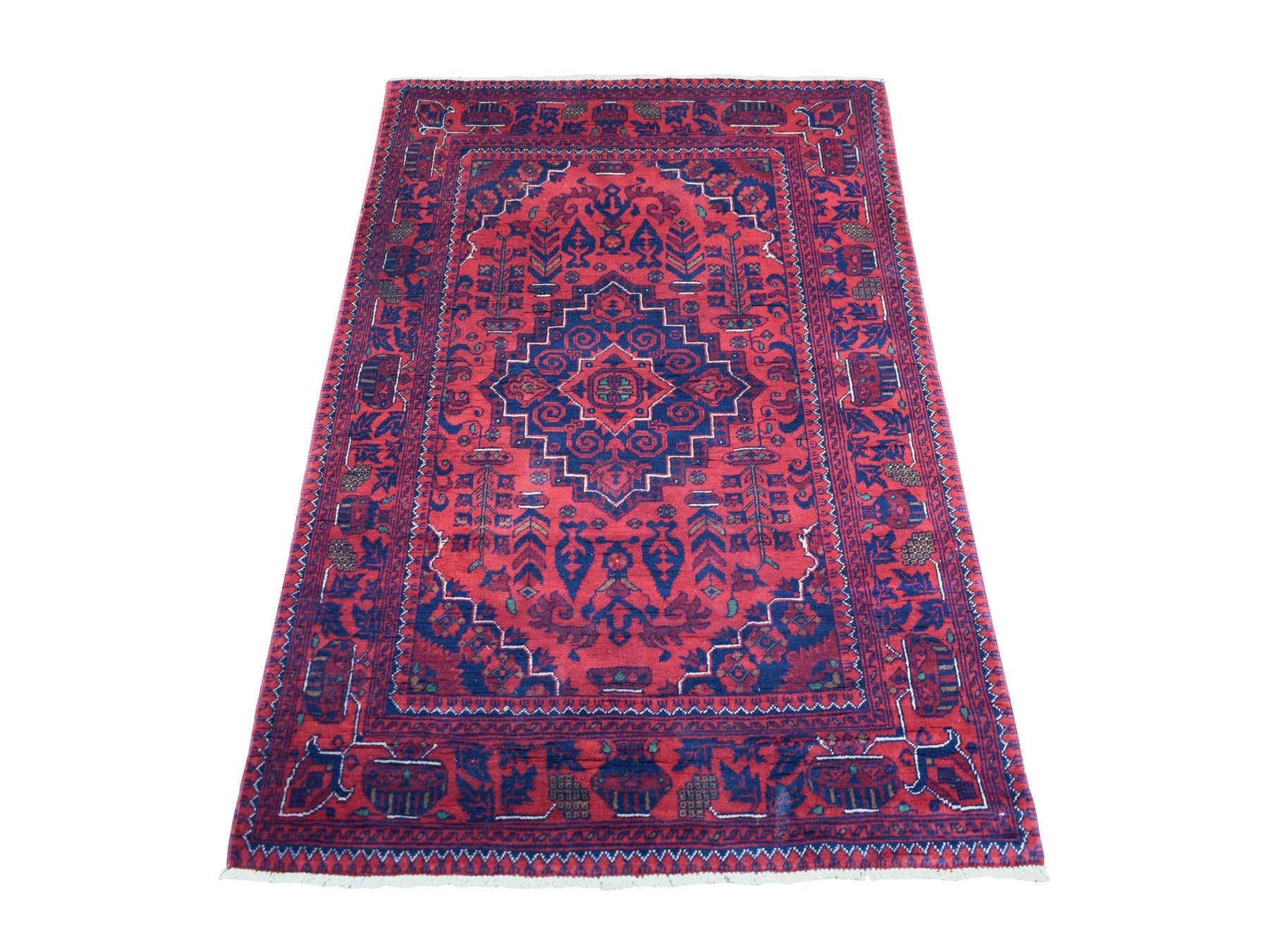 Heriz Tribal & Geometric hand-knotted wool rug in Red, 3'3" x 4'10" — SKU O072038