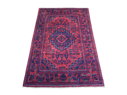 Heriz Tribal & Geometric hand-knotted wool rug in Red, 3'3" x 4'10" — SKU O072038