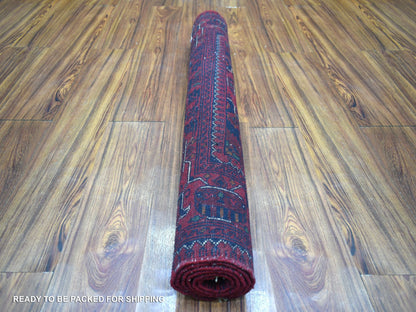 Heriz Tribal & Geometric hand-knotted wool rug in Red, 3'3" x 4'10" — SKU O072038 (view 4)