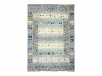 Grey 6'1" x 9'0" Tribal & Geometric Hand knotted Wool Rug - Sku: O072067