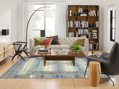Gabbeh Tribal & Geometric hand-knotted wool rug in Gray, 6'1" x 9' — SKU O072067 (view 2)