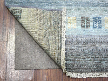 Grey 2'8" x 7'8" Tribal & Geometric Hand knotted Wool Rug - Sku: O072068